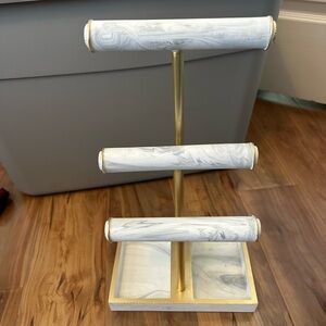 Gold and White Jewelry Stand